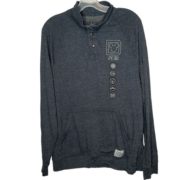 Disney Parks 2018 Men’s Quarter Button Cowl Neck Sweat Shirt. Size Medium. - Picture 1 of 10